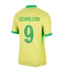 2024 Brasil Soccer Jerseys 24 25 версии игрока Женщина Эндрик Камисета де Футбол Ричарлисон Касемиро Футбольная рубашка Maillots Marquinhos Vini Jr Мужчины дети Неймар -младший