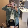 Women's T-shirt 24ss Personalized Full Print Letter Design Versatile Denim Jacket