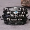 Другие браслеты Daxi Punk Multilayer Leather Bracelet Set Eye Wings Wings Star Charms Bears Браслеты для мужской вечеринки готические ювелирные украшения панк -брастель Ristanl240415