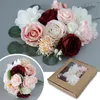 Decorative Flowers 17 Heads 27 25 5.5CM Artificial PE Foam Rose Bride Bouquet Flower For Wedding Party Scrapbooking DIY