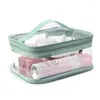 Cosmetische tassen Duidelijke reis toiletmake -uptas Zipper waterdichte transparante cosmetica PVC met handvat
