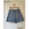 Damen -Shorts Damen Syiwidii Jean Frauen Sommer hohe Taille Baggy Wide Leg Flare Short Jeans lässig Vintage koreanische Stil Y2K Drop del Dh0rh