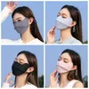 Шарфы летняя шелковая маска тонкая солнцезащитная лицевая шарф крышка с твердым цветом защита глаз Женщины/девочки