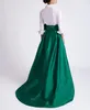 Classy Long White Green Taffeta Mãe dos Vestidos da Noiva com bolsos A-line G-decote em V Sweep madrinha vestido de festa formal para mulheres