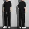 Men's Tracksuits Men Sports Suit Breathable Activewear Set Summer Casual Outfit O-neck Short Sleeve T-shirt Wide Leg Pants For Everyday