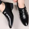 Kledingschoenen leer voor mannen slip op puntige teen oxfords formeel trouwfeestkantoor zakelijk casual mannelijke zapatos hombre