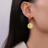 Boucles d'oreilles cerceaux Unift Tiny Flower of Life pende en acier inoxydable pour les femmes accessoires de piercing ethnique vintage