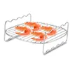 Double chaudières Justdolife 7inch Air Fryer Rack Set Polderatile Grilling Couche avec des brochettes Porte-huile de vidange fumante pour la cuisine