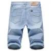 شورت الصيف جينز الرجال جينز سراويل تمتد تصميم الأزياء الأزرق الداكن الرجال الجينز نحيف مستقيم الذكور الجينز القصيرة Hombre 240409