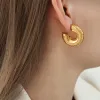 Orecchini a cerchio per donne in acciaio inossidabile in acciaio 18k oro lettera c forma vintage orecchini di tendenza accessori di moda gioielleria