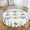 Table Cloth Turkish Evil Eye Collection On White Round Tablecloths Nazar Amulet Hamsa Boho Bohemian Cover For Dining