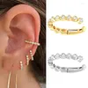 Clip-On-Schraubback Rücken Ohrringe zeitloses Wunder glänzend Zirkonia Geo Clip Frauen Schmuck Statement Punk Nonbohrtes Ins Top Trendy Fash Otodt