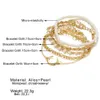 New Style Fashion Street Shot White Rice Perle Chaîne Fried Pâte Fried Bracelet Multi-couche Bracelet 5 pièces Bijoux Femme