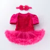 Babymeisje korte mouwen composiet rose prinses jurk set