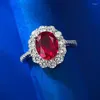 Cluster Rings Wholesale Of 925 Silver Pigeon Blood Red Oval 7 9 Zircon Ring