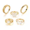 New Drop Oil Butterfly Flower 5-piece Instagram Love Joint Ring Set