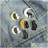 Pins, Brooches Pin For Women Men Kids Moon Black Cat Enamel Fashion Dress Coat Shirt Demin Metal Brooch Pins Badges Promotion Gift Wh Dhdva