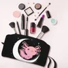 Kosmetiska väskor reser axolotl på månen toalettartikar salamander djur makeup arrangör kvinnor skönhet lagring dopp kit case box