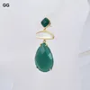 Dingle örhängen gg smycken geometriska naturliga gröna agater peruver vit skal guldfärg pläterad stud vintage stil för dam
