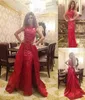 Robes formelles de soirée élégantes 2018 Robes de bal en dentelle rouge