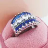 Anneaux de mariage 2024 Fashion Belle bague zircon bleu créative pour femmes bijoux de fête de fête F429