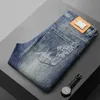 Jeans de créateurs pour hommes de luxe de luxe Spring / été Jeans pour hommes Slim Fit End Elastic Pantalon à jambe droite bleu et pantalon de la jambe All Seasons