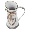 Vases Rustic Outdoor Decor Kettle Metal Flower Pot Vase Arrangement Bucket White Iron Shabby Chic