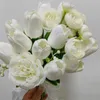 Decorative Flowers Artificial Wedding Handheld Flower Bundle White Tulip Rose Combination