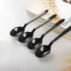 Disposable Flatware Dessert Spoon Individually Packed Fruit Drink Plastic Tableware Frosted Matte Long Handle Takeaway Ice Cream Scoop