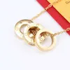 Designer Cartres V Gold Plated Mijin Jewelry Card Plus Double Ring Pancake Necklace Micro Set Zircon Clawbone Silver SSUZ