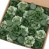 Fleurs décoratives Mefiers Artificiel 2,5 "Forest Green Shades Petite Avalanche Rose 25pcs Fake Roses avec une tige pour les bouquets de mariage bricolage