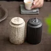 Aufbewahrung Flaschen Japanischer grobe Töpfertee Dose kleine tragbare Keramik Versiegelte Süßigkeiten Box Retro Nuss Kaffeebohnenflasche