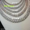 مخصص تمريرة الماس اختبار VVS Moissanite Cuban Rink Stain 10mm 12mm 15mm 18mm 20mm Hip Hop Necklace Men 925 Jewelry Nn7S IWJ8