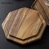 Tea Trays KEMORELA 1PC Creative Acacia Wood Plate Dishes Rectangle Octagonal Food Dessert Dinner Tray Outdoor Tableware