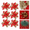 Fiori decorativi 24 pezzi Accessori per fiori di Natale in massa finti Poinsettia glitter in seta in tela di Natale decorazioni alberi