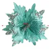 Kwiaty dekoracyjne 20 cm sztuczny wystrój ślub Favors impreza Zapasy brokatowej ozdoby świąteczne prezent choinki Poinsettia