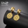 Boucles d'oreilles cerceaux Unift Tiny Flower of Life pende en acier inoxydable pour les femmes accessoires de piercing ethnique vintage