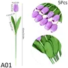 Decorative Flowers 5pcs Simulation Tulip For Decoration Home Wedding Artificial Bouquet Bridal Silicone Tulips Party Decor Plants