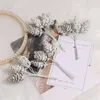 Fleurs décoratives 1 Bunch / 6pcs Christmas blanc Pinecone Silk artificiel pour décoration de mariage DIY Scrapbooking Couronne