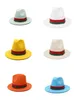 Trend Cream Wool Felt Fedora Hats com banda de fita de retalhos Vintage Moda Men Jazz Felt Cap Women Panamá Partido Capéu de Casamento2182496