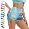 Dyed shorts high waist bubble drawstring tights womens hip-lifting yoga shorts shorts summer