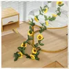 Decorative Flowers Fake Silk Sunflower Ivy Vine Artificial Wall Hanging Garland Garden Fences Home Wedding Christmas Party Decoration