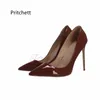 Chaussures habillées Femme Patent Leather High Heels Stiletto Pompes pointues Toe Toe Femme Classic Work Tour 8/10 / 12cm