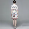 Boutique Girl Printed Dress Short Sleeve Dress Summer Dress High-end Fashion Printed Lady Dresses OL Runway Dresses