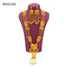 WDZUIAI 24K Gold Color Tassles Necklace Earring Set African Arab French Women Bridal Wedding Charm Jewelry Wife Mom Gifts 240401