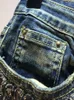 Dames jeans hoge taille multi-gelaagde geborduurde fakkels blauwe denim enkellengte broek 2024 herfstmode 29L3523