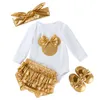 Neue männliche und weibliche Baby Spring- und Herbstkleidung Baby Langarmer Overall Gold PP Hosen Set