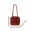 Axelväskor kvinnor vintage tote handväska pu läder enkel fyrkantig stor kapacitet minimalistisk väska dagligen för damer