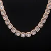 Buste de fleur de 8 mm dans le collier de chaîne de mossanite Diamond 925 Silver Moissanite Iced Out Tennis Cluster Chain