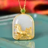 Ketens klassiek oud goud vaartuig natuurlijk een jade ros kettingen dierenriem paarden vierkante hanger sleutelbeen ketting bruiloft sieraden